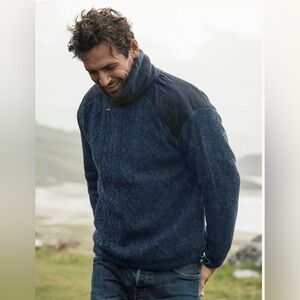 Aran Woollen Mills Mens XL D‎iamond Chunky Swea‎ter Mock Neck Fleece Quilted